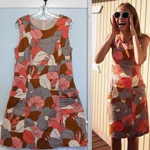 Boden (UK) retro 60s flower print dress with great pockets, size L